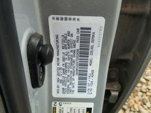 1NXBR32E87Z852698 - 2007 TOYOTA COROLLA CE SILVER photo 10