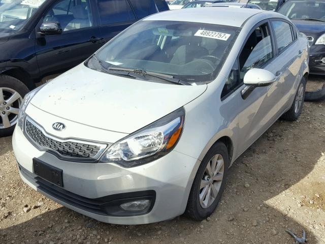 KNADN4A34E6327313 - 2014 KIA RIO EX SILVER photo 2