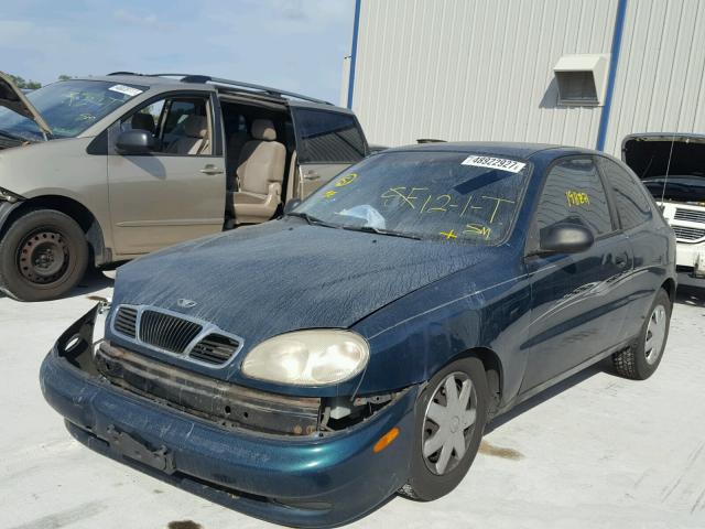 KLATA22651B645473 - 2001 DAEWOO LANOS S GREEN photo 2