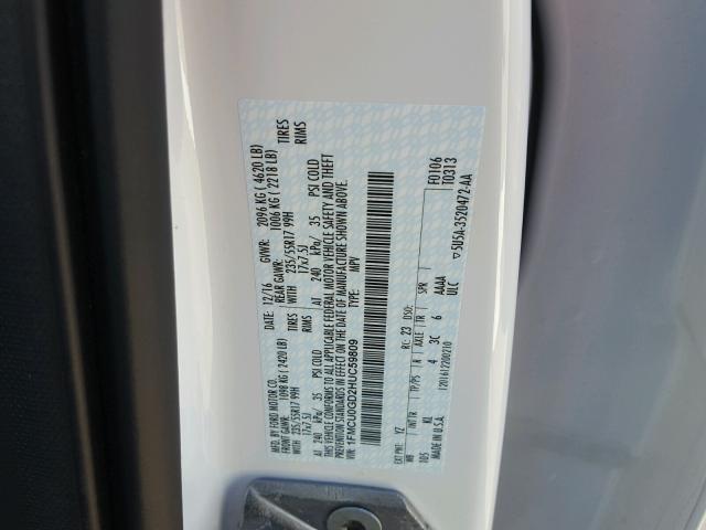 1FMCU0GD2HUC59809 - 2017 FORD ESCAPE SE 白色 照片 10