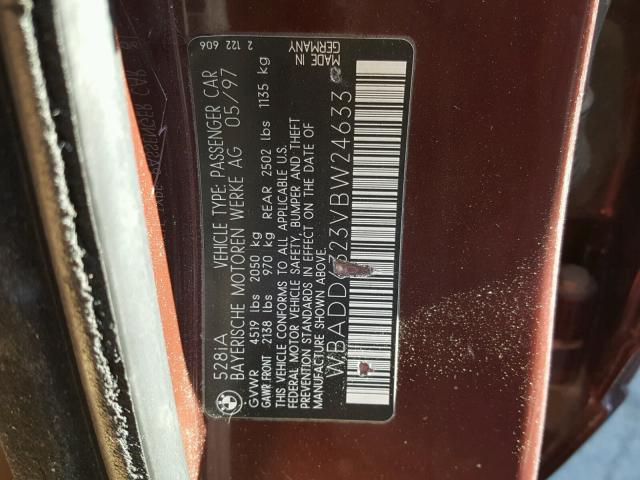 WBADD6323VBW24633 - 1997 BMW 528 I AUTO BROWN photo 10