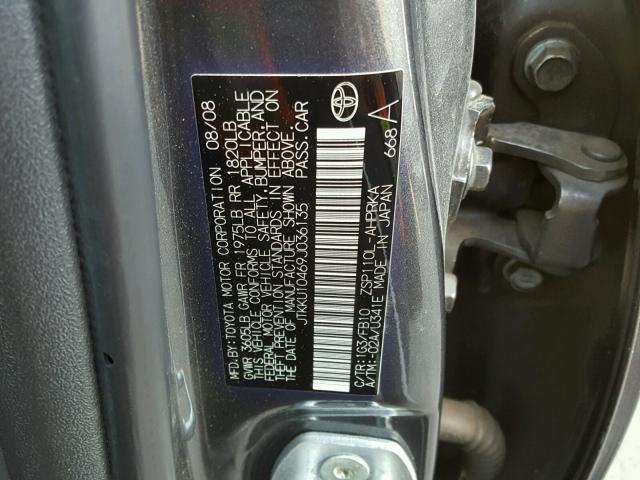 JTKKU10469J036135 - 2009 SCION XD GRAY photo 10