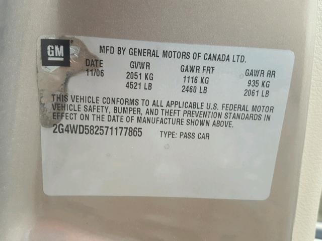 2G4WD582571177865 - 2007 BUICK LACROSSE C BROWN photo 10