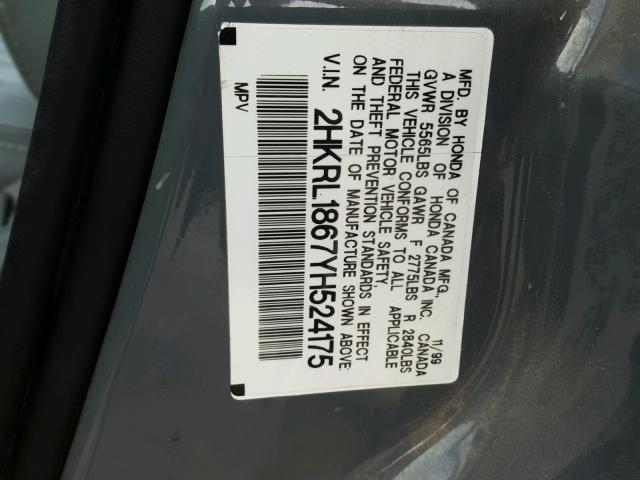 2HKRL1867YH524175 - 2000 HONDA ODYSSEY EX GRAY photo 10