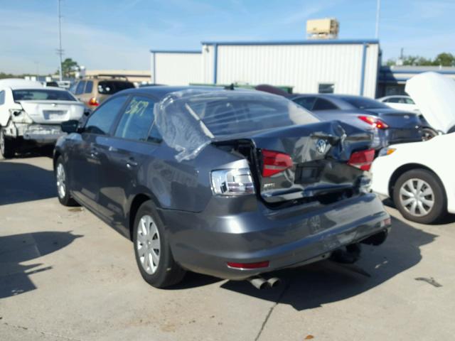 3VW2K7AJ0FM311160 - 2015 VOLKSWAGEN JETTA BASE GRAY photo 3