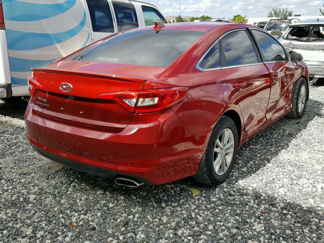 5NPE24AF3HH449553 - 2017 HYUNDAI SONATA SE RED photo 4