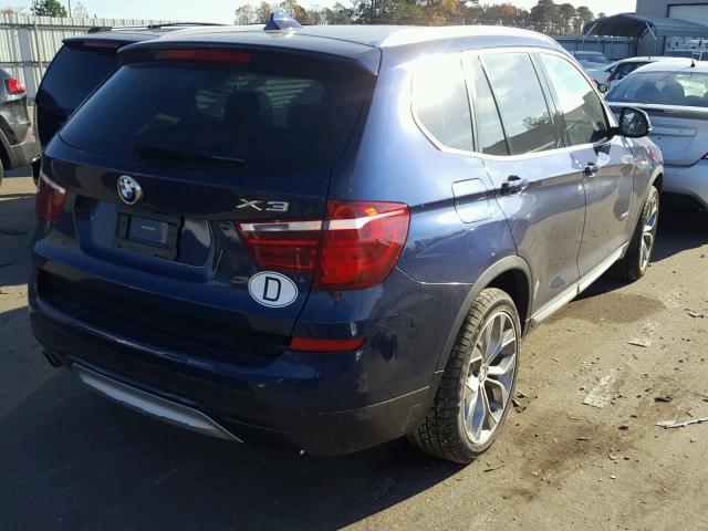 5UXWY3C5XF0E97404 - 2015 BMW X3 XDRIVE2 BLUE photo 4