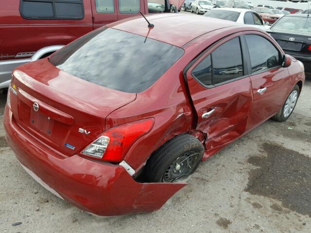 3N1CN7APXCL871629 - 2012 NISSAN VERSA S RED photo 4