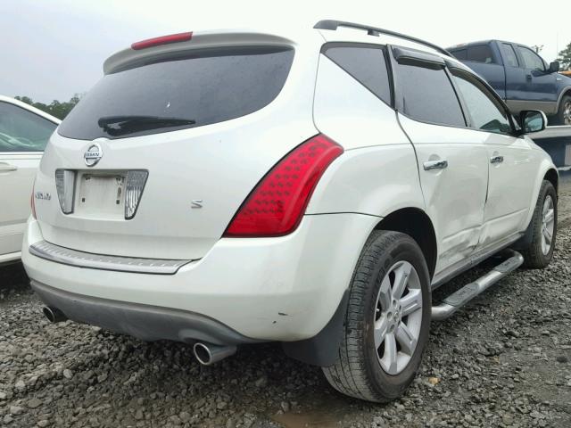 JN8AZ08T87W502565 - 2007 NISSAN MURANO SL WHITE photo 4