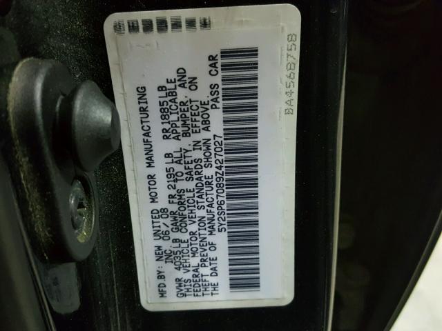 5Y2SP67089Z427027 - 2009 PONTIAC VIBE BLACK photo 10