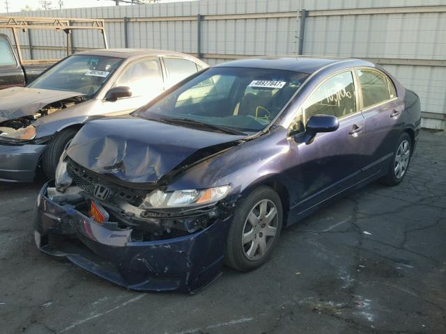 1HGFA16539L026623 - 2009 HONDA CIVIC LX BLUE photo 2