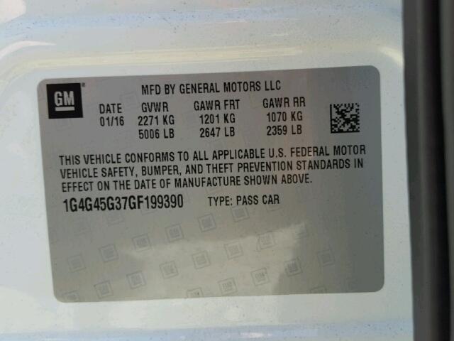 1G4G45G37GF199390 - 2016 BUICK LACROSSE S WHITE photo 10