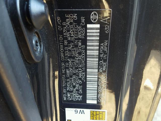 JTKDE167690300418 - 2009 TOYOTA SCION TC 黑色 照片 10