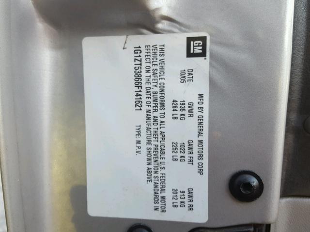 1G1ZT53866F141621 - 2006 CHEVROLET MALIBU LT SILVER photo 10