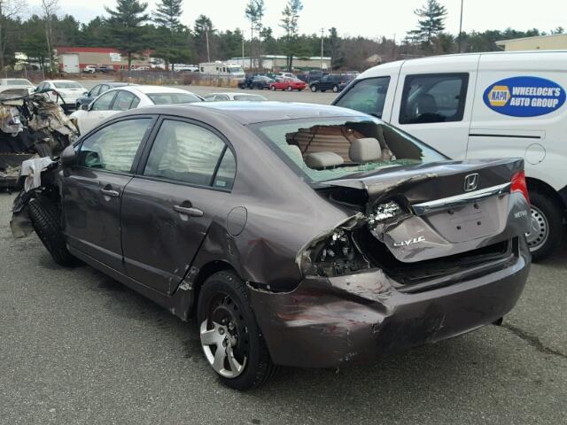 2HGFA16539H543689 - 2009 HONDA CIVIC LX GRAY photo 3