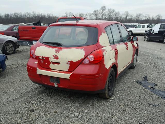 3N1BC13E87L381934 - 2007 NISSAN VERSA S RED photo 4