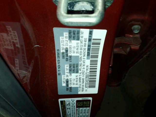 JM3TB3CA5C0356873 - 2012 MAZDA CX-9 RED photo 10