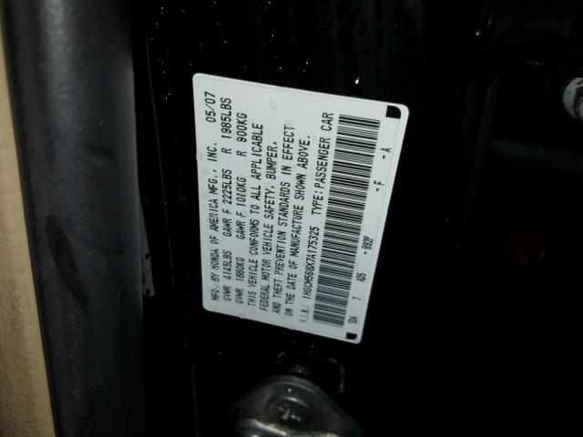 1HGCM568X7A175325 - 2007 HONDA ACCORD EX BLACK photo 10