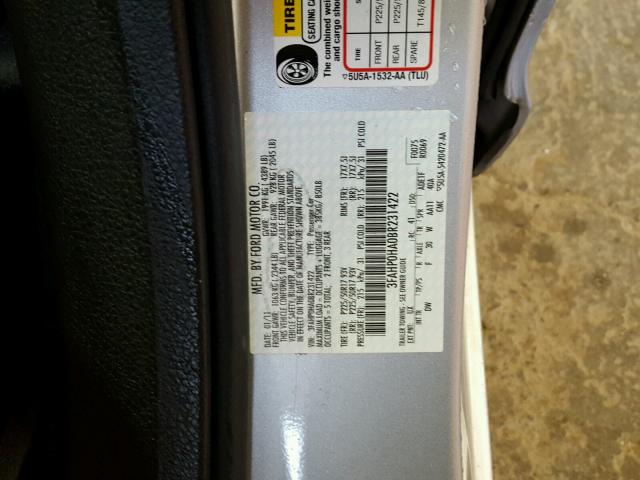 3FAHP0HA0BR231422 - 2011 FORD FUSION SE SILVER photo 10