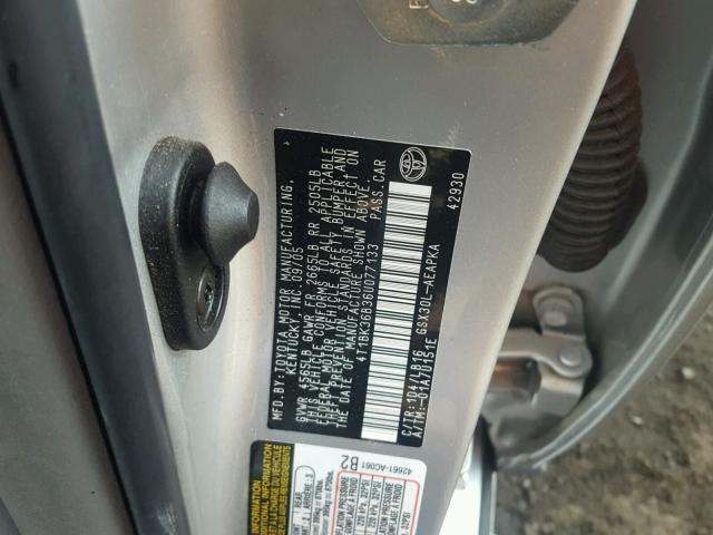 4T1BK36B36U077133 - 2006 TOYOTA AVALON XL SILVER photo 10