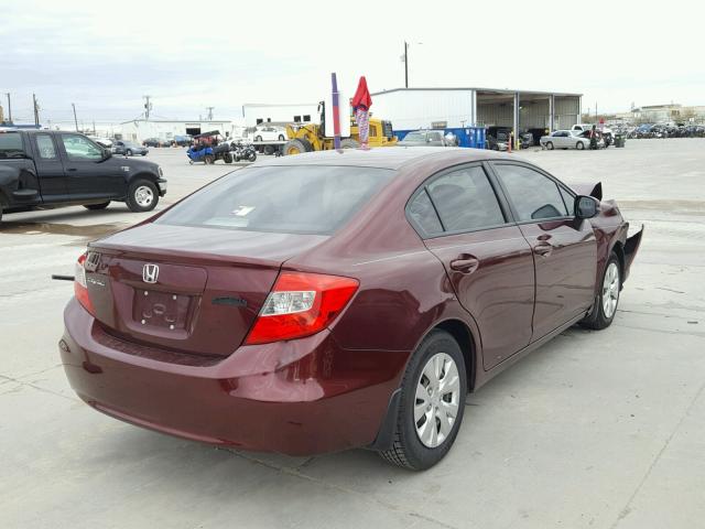 19XFB2F57CE078600 - 2012 HONDA CIVIC LX MAROON photo 4