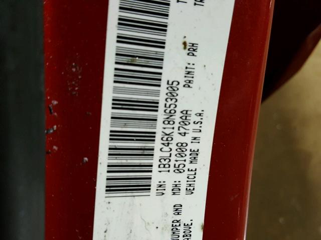 1B3LC46K18N653005 - 2008 DODGE AVENGER SE RED photo 10