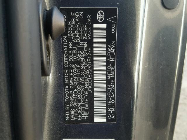JTKDE167270151776 - 2007 TOYOTA SCION TC 石墨色 照片 10