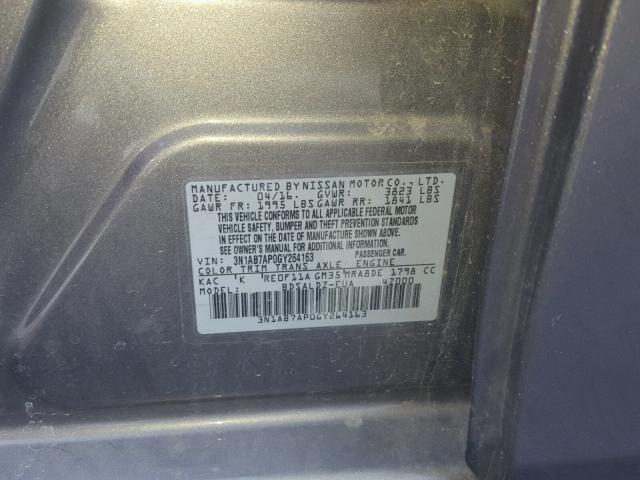 3N1AB7AP0GY264163 - 2016 NISSAN SENTRA S GRAY photo 10