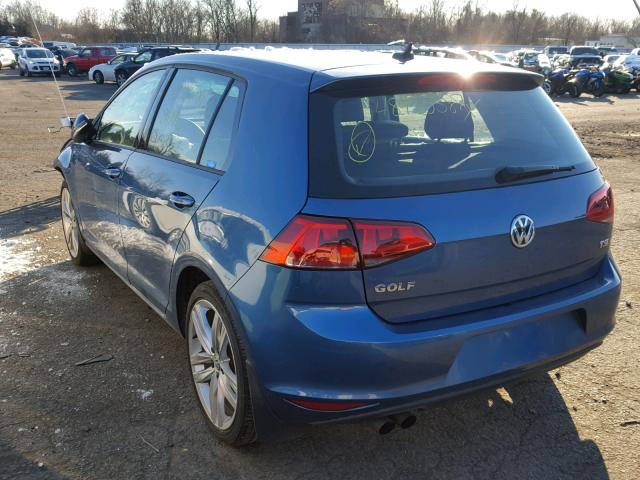 3VW217AU9FM103209 - 2015 VOLKSWAGEN GOLF BLUE photo 3