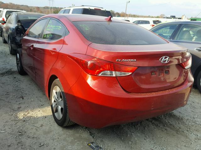 KMHDH4AE6DU619143 - 2013 HYUNDAI ELANTRA GL RED photo 3