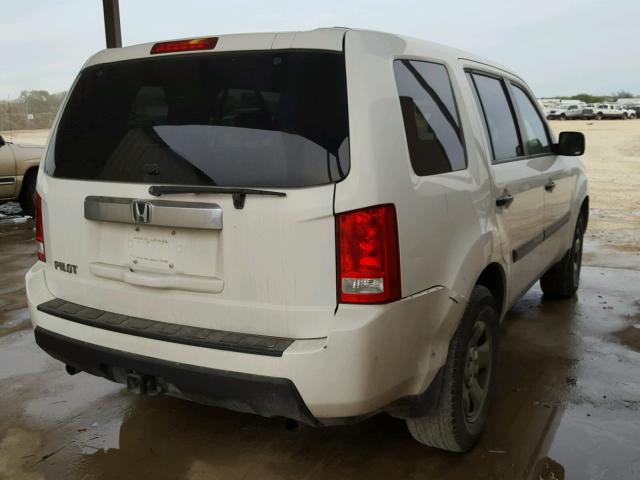 5FNYF3H24BB038120 - 2011 HONDA PILOT LX WHITE photo 4