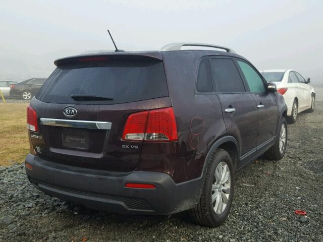 5XYKU4A2XBG091666 - 2011 KIA SORENTO EX MAROON photo 4