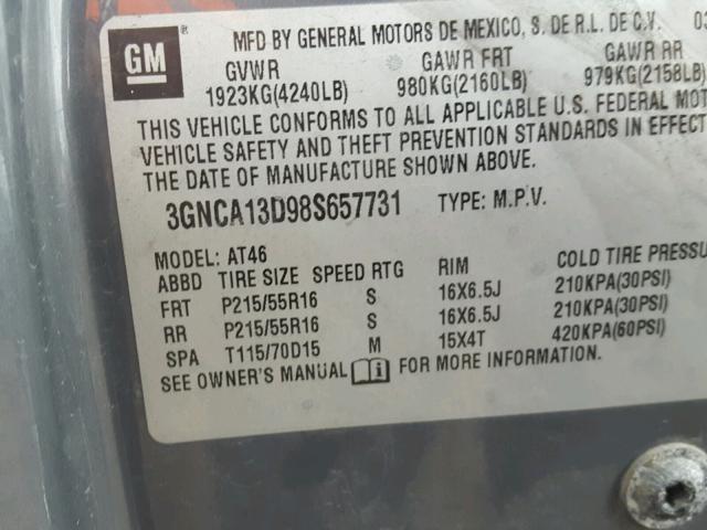 3GNCA13D98S657731 - 2008 CHEVROLET HHR LS Grafito foto 10