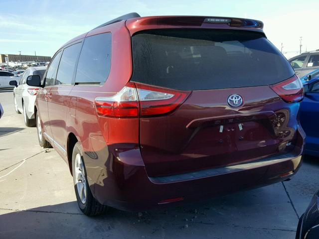 5TDKZ3DC7HS872222 - 2017 TOYOTA SIENNA LE RED photo 3