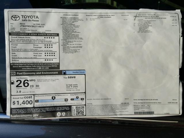 JTMZFREV3HJ714872 - 2017 TOYOTA RAV4 LE Boz foto 9