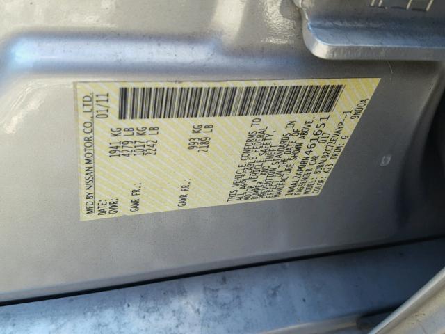 1N4AL2AP0BN461651 - 2011 NISSAN ALTIMA BAS SILVER photo 10