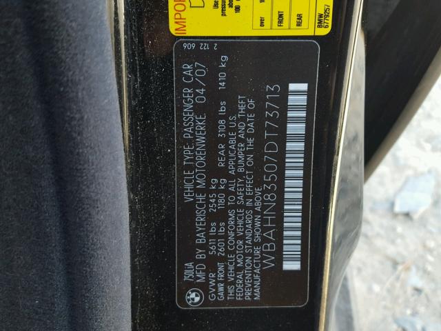 WBAHN83507DT73713 - 2007 BMW 750 BLACK photo 10