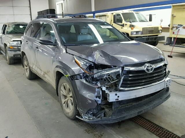 5TDJKRFH3FS100910 - 2015 TOYOTA HIGHLANDER GRAY photo 1