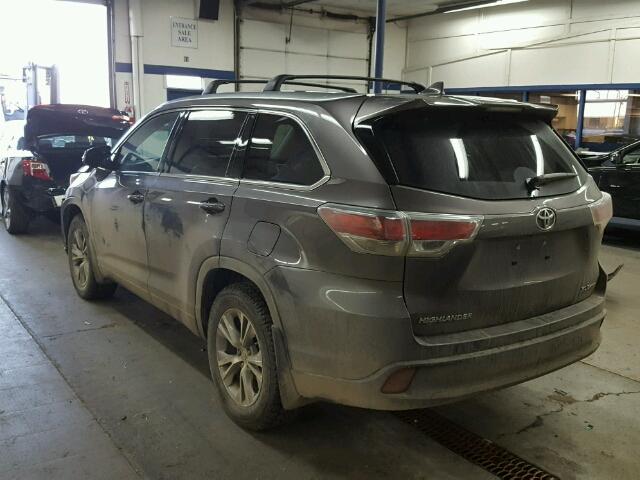 5TDJKRFH3FS100910 - 2015 TOYOTA HIGHLANDER GRAY photo 3