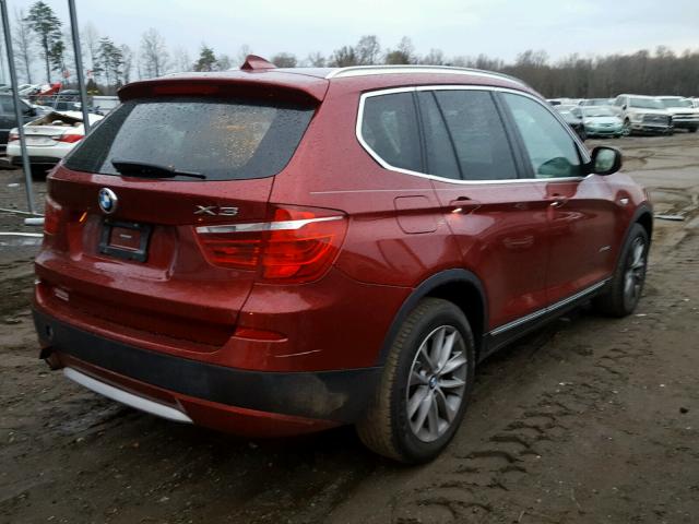 5UXWX5C55BLW13905 - 2011 BMW X3 XDRIVE2 BURGUNDY photo 4