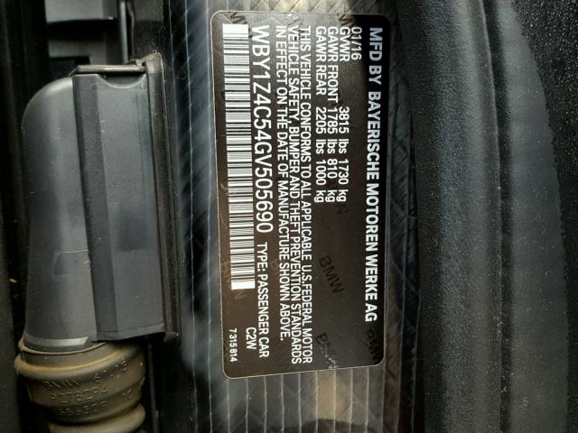 WBY1Z4C54GV505690 - 2016 BMW I3 REX BLACK photo 10