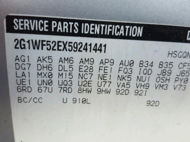 2G1WF52EX59241441 - 2005 CHEVROLET IMPALA 银色 照片 10