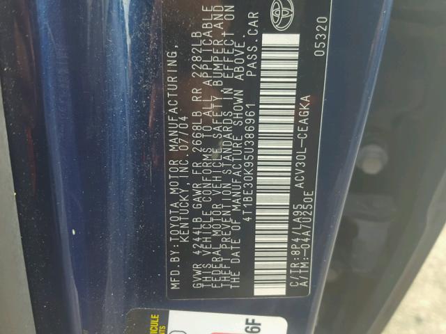 4T1BE30K95U386961 - 2005 TOYOTA CAMRY LE BLUE photo 10