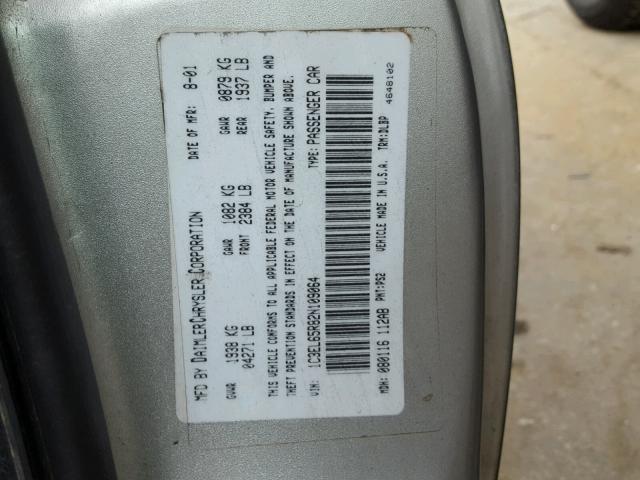 1C3EL65R82N109064 - 2002 CHRYSLER SEBRING LI SILVER photo 10