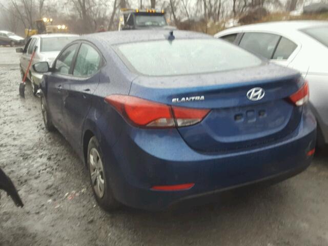 5NPDH4AE5GH673925 - 2016 HYUNDAI ELANTRA SE BLUE photo 3