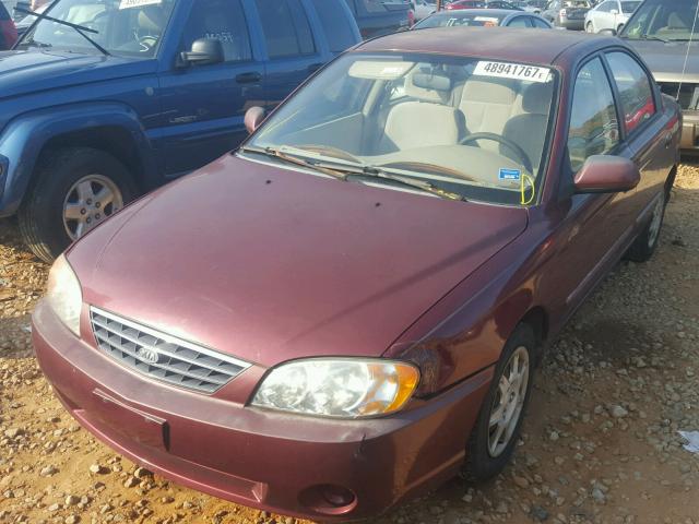 KNAFB121525168302 - 2002 KIA SPECTRA BA MAROON photo 2