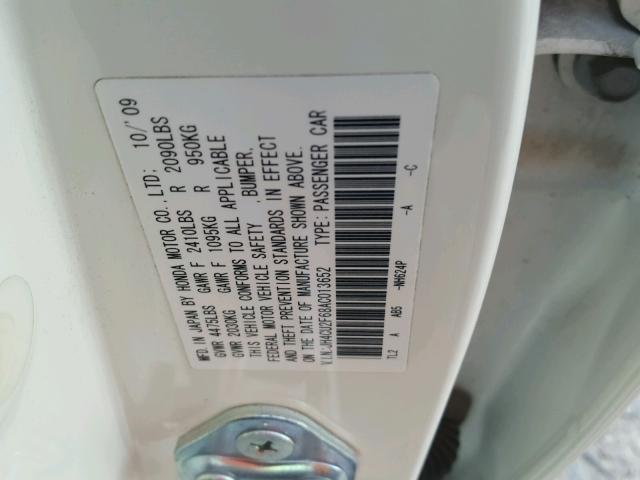 JH4CU2F68AC013652 - 2010 ACURA TSX WHITE photo 10