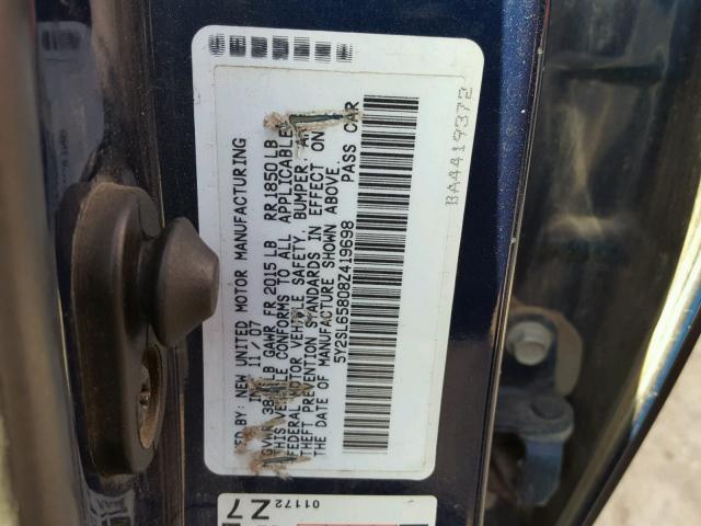 5Y2SL65808Z419698 - 2008 PONTIAC VIBE BLUE photo 10