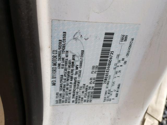 2FMDA58244BA56735 - 2004 FORD FREESTAR L WHITE photo 10