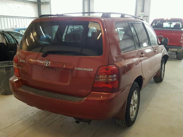 JTEGD21A110017537 - 2001 TOYOTA HIGHLANDER RED photo 4